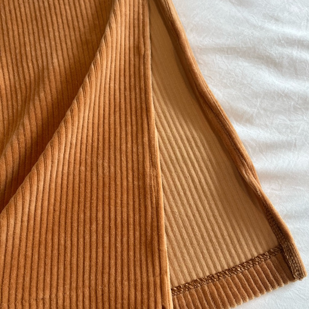 Free People Gold Ribbed Midi Pencil Skirt with Slit - Picture 3 of 4